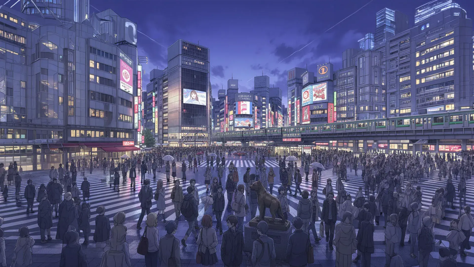 ฉาก Shibuya Crossing ในเกม YUI&YUTO เซนเซ